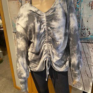 Grey and White Fleece Top